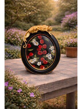 New Black / Gold Figural Jungle Boho Cheetah Photo Picture Frame 5x7 Room Decor